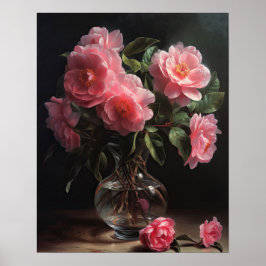 Rosa Camellia Flowers Art Print Poster