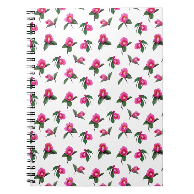 Rosa camellia sumie bläck och vattenfärgsmålning anteckningsbok (Framsidan)
