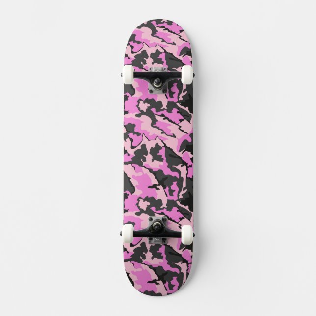 Rosa Camo, 7¾-tums Skateboard (Framsida)