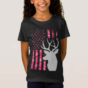 Rosa Camo American Flagga Camouflage Buck Hunting  T Shirt