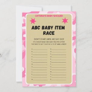 Rosa Camo Baby Shower - Editable Namn, inbjudan fe