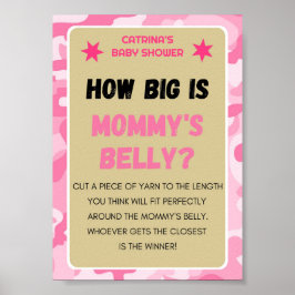 Rosa Camo Baby Shower-skylt Poster