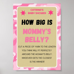 Rosa Camo Baby Shower-skylt Poster