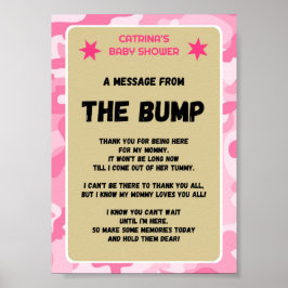 Rosa Camo Baby Shower-skylt Poster