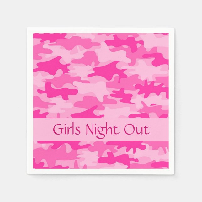 Rosa Camo Camouflage Girls Natt ut Party Pappersservett (Framsidan)