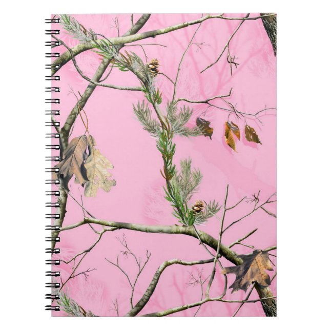 Rosa Camo Camouflage Hunting Girl Real Note Bok Anteckningsbok Med Spiral (Framsidan)