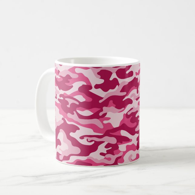 Rosa Camo Camouflage Kaffemugg (Framsida vänster)