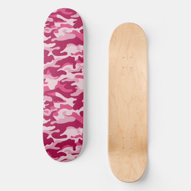 Rosa Camo Camouflage Mini Skateboard Bräda 18,5 Cm (Framsida)