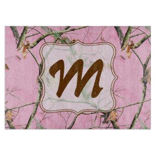 Rosa Camo Camouflage Monogram Glasskärskivor