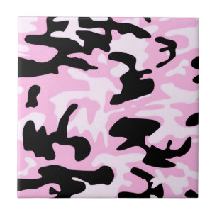 Rosa Camo Camouflage Mönster Kakelplatta