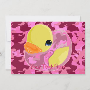 Rosa Camo Ducky Inbjudningar
