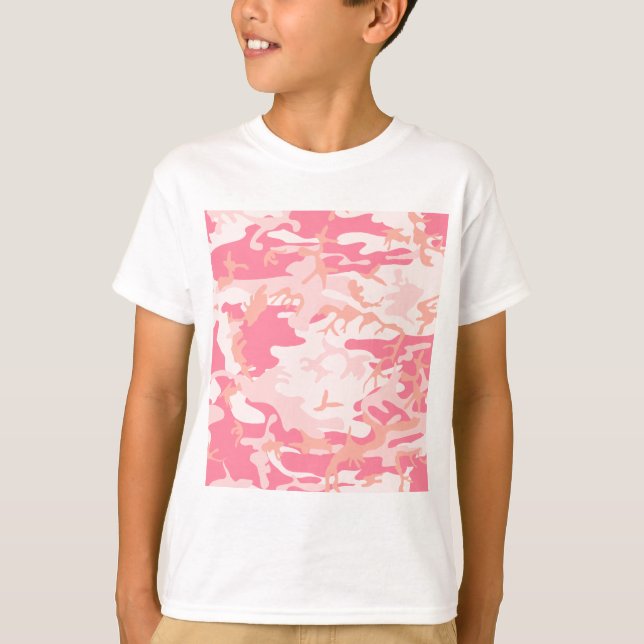 Rosa Camo - Girly Camo Tee Shirt (Framsida)