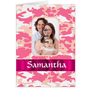 Rosa camo hälsningskort