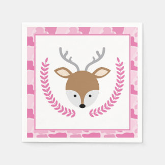 Rosa Camo Little Hjort Baby Shower Napkins Pappersservett