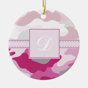 Rosa Camo Monogram Julgransprydnad Keramik