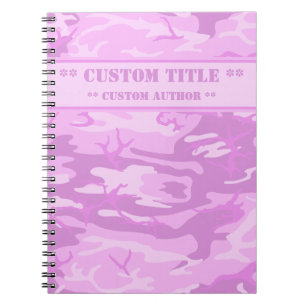 Rosa Camo Notebook med titel/författarblock Anteckningsbok