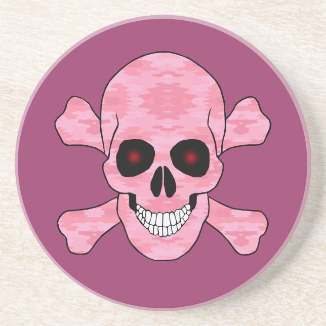 Rosa Camo Red Öga Skull och korsben Underlägg (Framsidan)