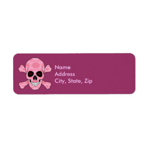 Rosa Camo Red Ögon Skull Crossbone-Adressetiketter Returadress Etikett