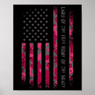 Rosa Camo Usa Flag Militär Kamouflage Distressed Poster