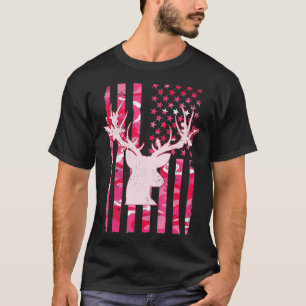 Rosa Camo Whitetail Buck Hjort Camoue USA F T Shirt