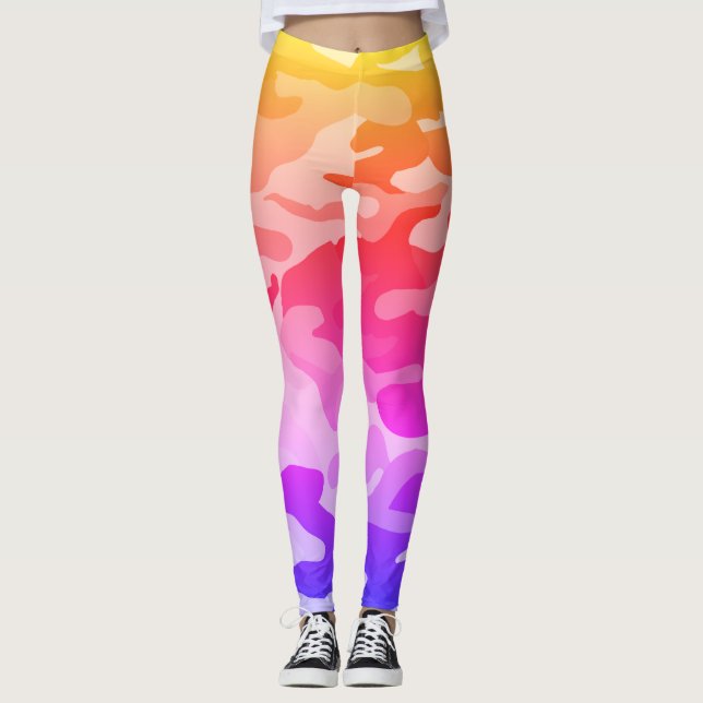 Rosa Camouflage Anpassningsbar Leggings (Framsida)