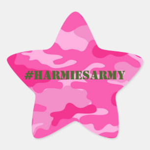 Rosa Camouflage Bachelorette Hashtag Stickers Stjärnformat Klistermärke