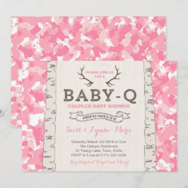 Rosa Camouflage Co-ed Baby Shower for Girl Inbjudningar