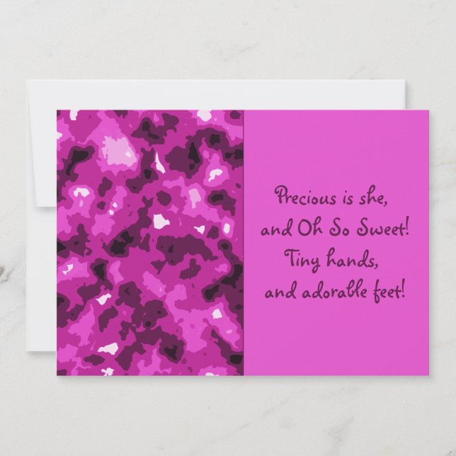 Rosa Camouflage Flicka Birth Annoucement Meddelande (Framsida)