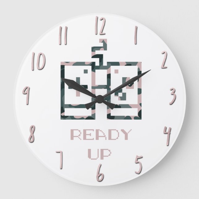 Rosa Camouflage Game Controller Redo Up Gamer Stor Klocka (Framsida)