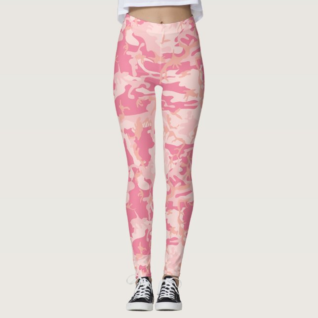 Rosa Camouflage. Kamera din Leggings (Framsida)