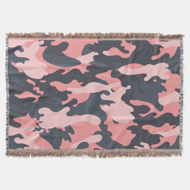 Rosa Camouflage: Klassisk Vintage Mönster Filt (Framsidan)