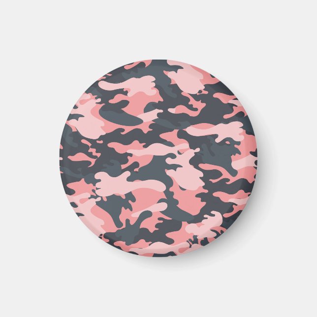 Rosa Camouflage: Klassisk Vintage Mönster Magnet (Framsidan)