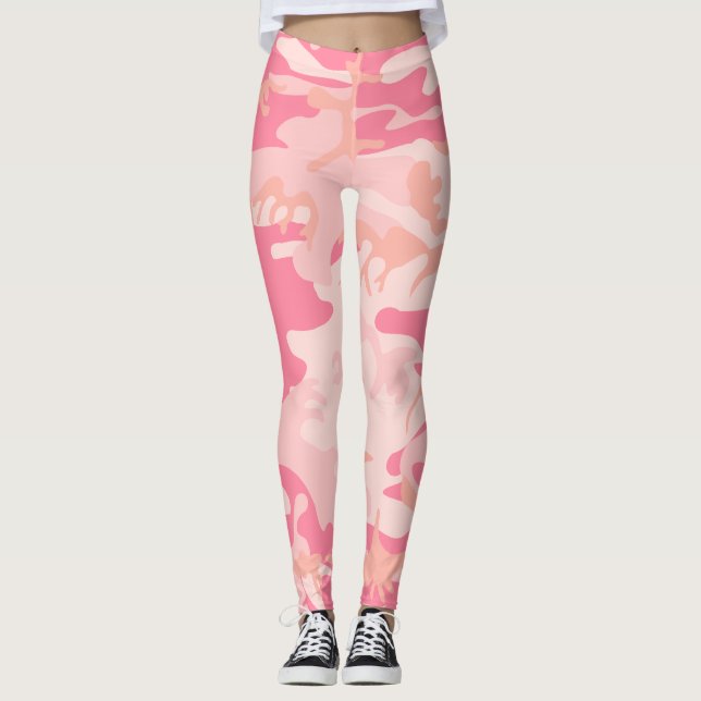 Rosa Camouflage, militär, armé Leggings (Framsida)