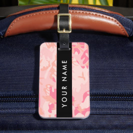 Rosa Camouflage Mönster, ditt namn, anpassa Bagagebricka