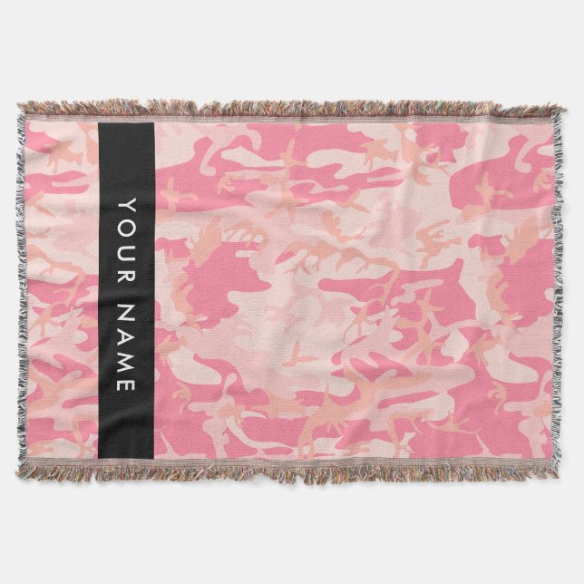 Rosa Camouflage Mönster, ditt namn, anpassa Filt (Framsidan)