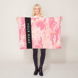Rosa Camouflage Mönster, ditt namn, anpassa Fleecefilt