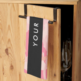 Rosa Camouflage Mönster, ditt namn, anpassa Kökshandduk