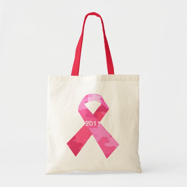 Rosa Camouflage Ribbon Date Ribbon Tote Bag Tygkasse (Framsidan)