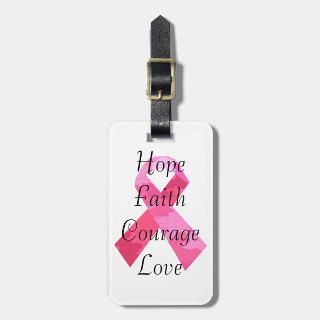 Rosa Camouflage Ribbon Faith Luggage Tag Bagagebricka (Vertikal Framsida)