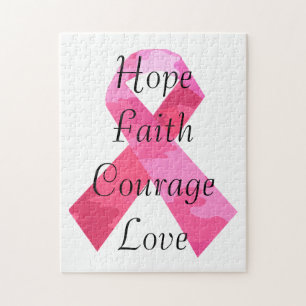 Rosa Camouflage Ribbon Faith Puzzle Pussel