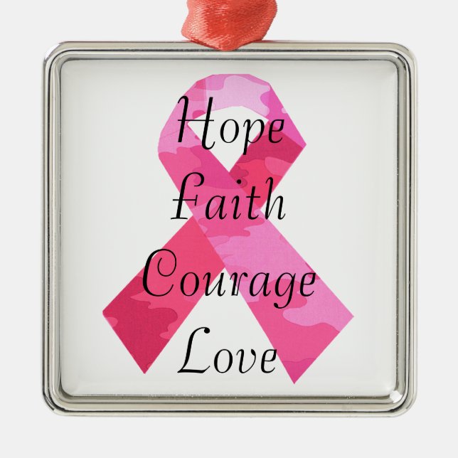Rosa Camouflage Ribbon Faith Square Ornament (Framsidan)