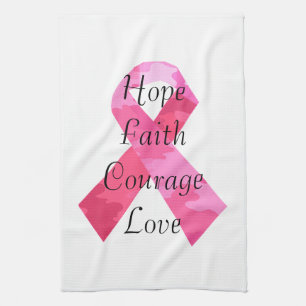 Rosa Camouflage Ribbon Faith Towel Kökshandduk