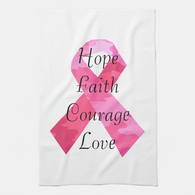 Rosa Camouflage Ribbon Faith Towel Kökshandduk (Vertikal)