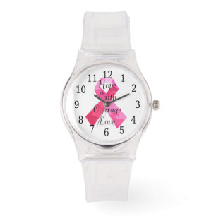 Rosa Camouflage Ribbon Faith Watch Armbandsur