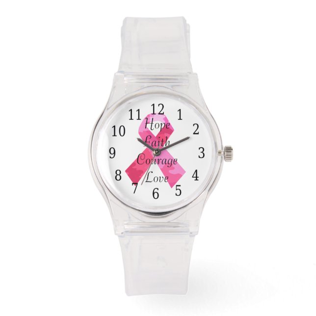 Rosa Camouflage Ribbon Faith Watch Armbandsur (Framsida)