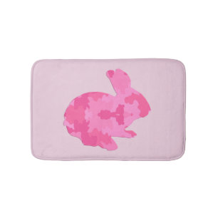 Rosa Camouflage Silhouette Bunny Rabbit Bath Mat Badrumsmatta