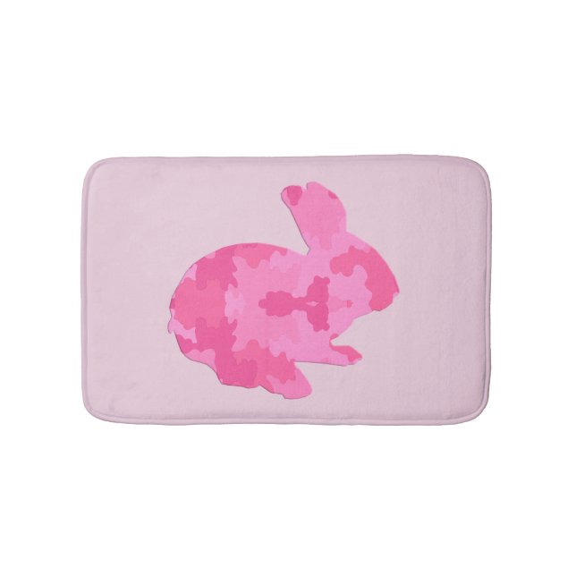 Rosa Camouflage Silhouette Bunny Rabbit Bath Mat Badrumsmatta (Framsidan)