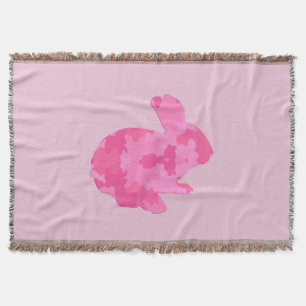 Rosa Camouflage Silhouette Bunny Throw Blanket Filt
