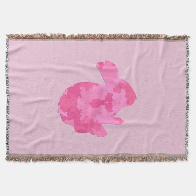 Rosa Camouflage Silhouette Bunny Throw Blanket Filt (Framsidan)