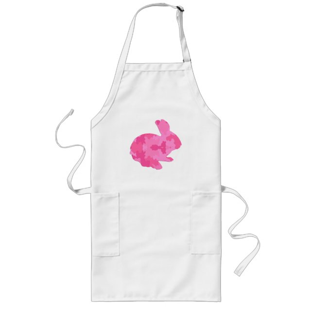 Rosa Camouflage Silhouette Påskhare Apron Långt Förkläde (Framsidan)